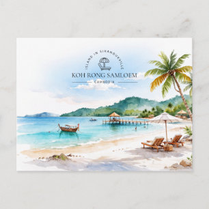 Cartes Pour Fêtes Annuelles Koh Rong Samloem Cambodge Paysages à l'aquarelle