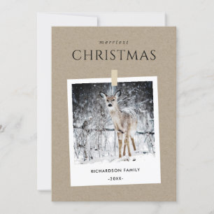 CARTES POUR FÊTES ANNUELLES KRAFT HITER PHOTO SNOW DEER MERRIEST NOËL