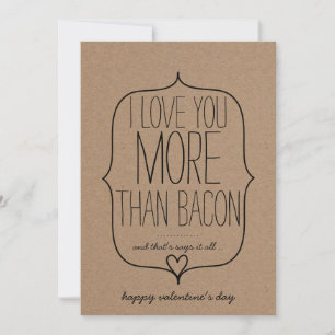 Cartes Pour Fêtes Annuelles Kraft Papier mignon Coeur drôle Bacon Valentines J
