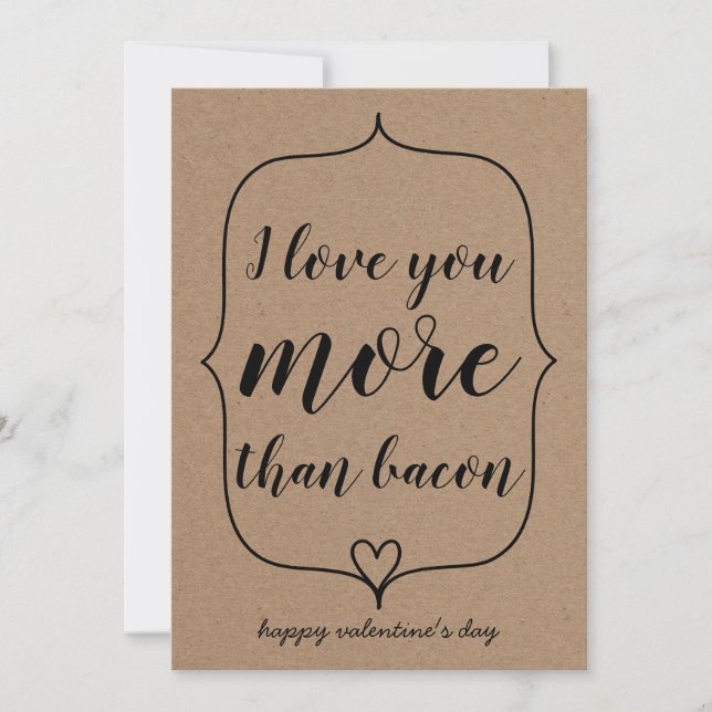 Cartes Pour Fêtes Annuelles Kraft Papier mignon Coeur drôle Bacon Valentines J (Devant)