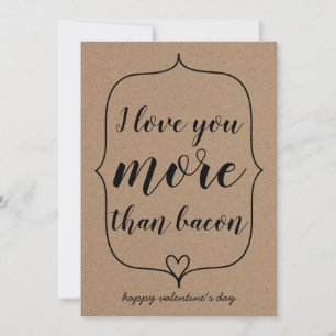 Cartes Pour Fêtes Annuelles Kraft Papier mignon Coeur drôle Bacon Valentines J