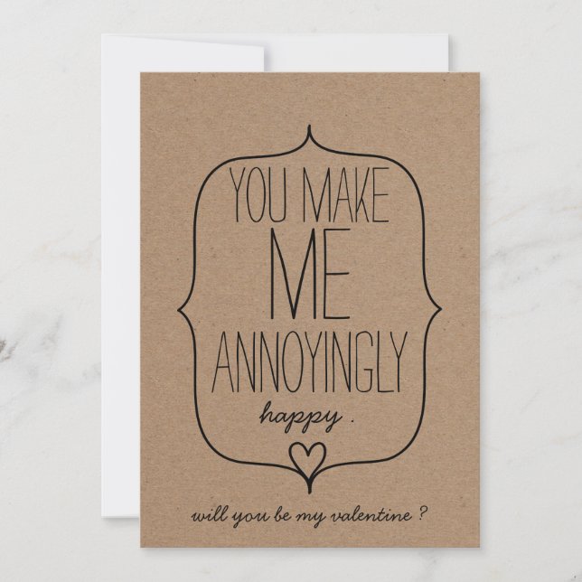 Cartes Pour Fêtes Annuelles Kraft Papier mignon Coeur drôle Valentines Jour (Devant)