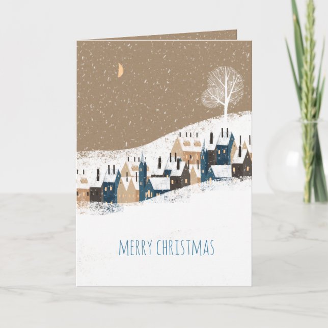 Cartes Pour Fêtes Annuelles Kraft Rustic Nordouses Snowy Mountain Village (Devant)