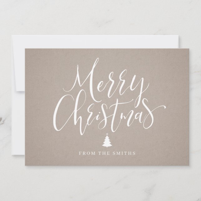 Cartes Pour Fêtes Annuelles kraft simple calligraphie manuscrite Noël (Devant)