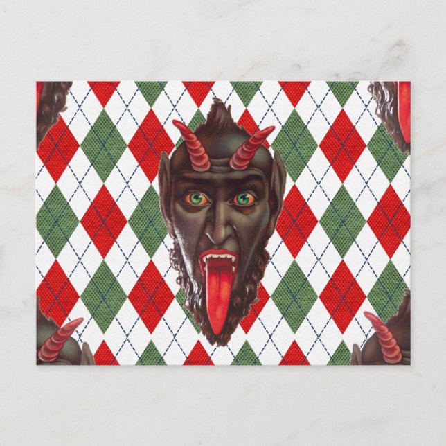 Cartes Pour Fêtes Annuelles krampus de Noël de plaid (Devant)