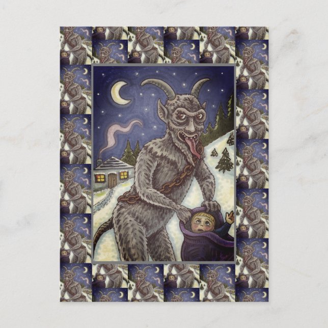 CARTES POUR FÊTES ANNUELLES KRAMPUS & ENFANTS NAUGHTY, HISTOIRE DE NOËL CRAYAN (Devant)
