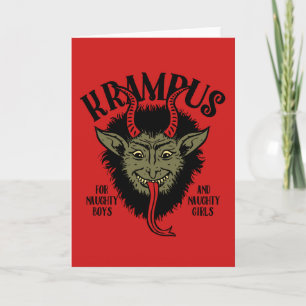 Cartes Pour Fêtes Annuelles Krampus font face à vilain