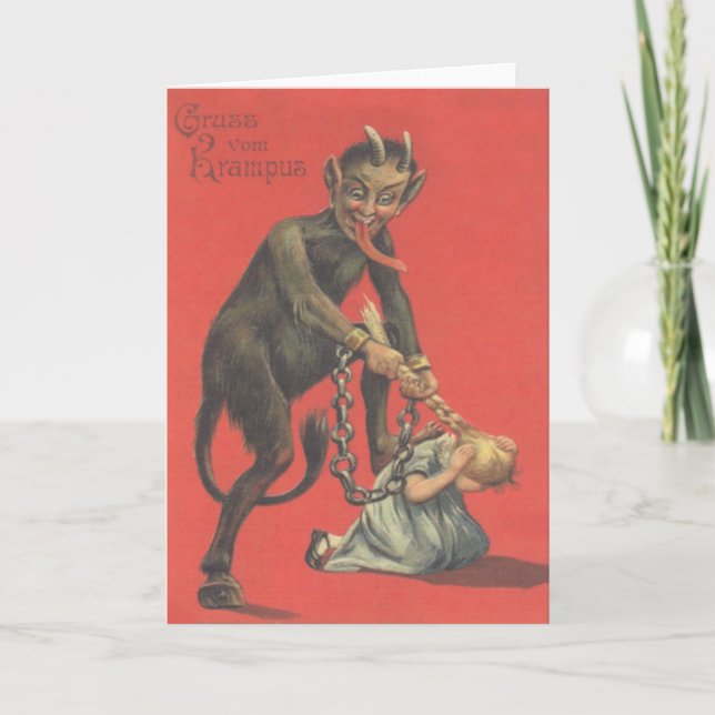 Cartes Pour Fêtes Annuelles Krampus Punir la fille (Devant)