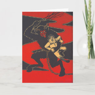 Cartes Pour Fêtes Annuelles Krampus Punir l'enfant avec commutateur