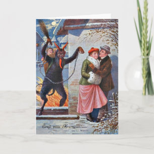 Cartes Pour Fêtes Annuelles Krampus Punissant les mauvais adultes