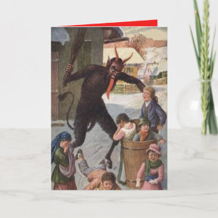 Cartes Pour Fêtes Annuelles Krampus punissant l'hiver d'enfants de kidnapping