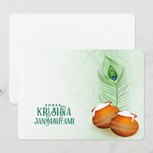 Cartes Pour Fêtes Annuelles Krishna Janmashtami (Devant / Derrière)