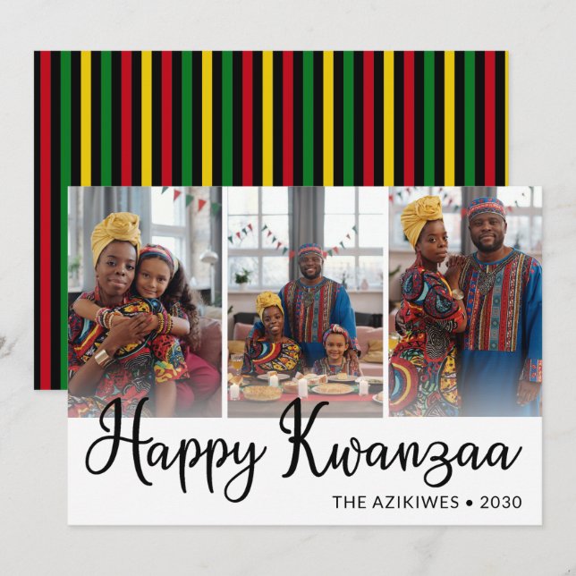 Cartes Pour Fêtes Annuelles Kwanzaa 3 Photo (Devant / Derrière)