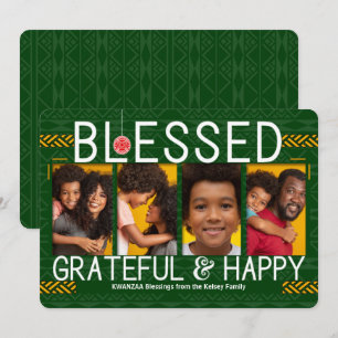 Cartes Pour Fêtes Annuelles Kwanzaa béni Grateful and Happy Tribal 4 Photo