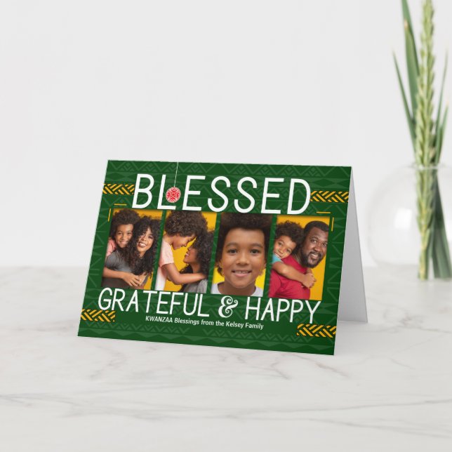 Cartes Pour Fêtes Annuelles Kwanzaa bénit une photo tribale joyeuse et gracieu (Devant)