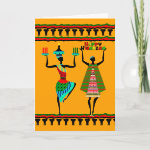 Cartes Pour Fêtes Annuelles Kwanzaa heureux, conception tribale avec des