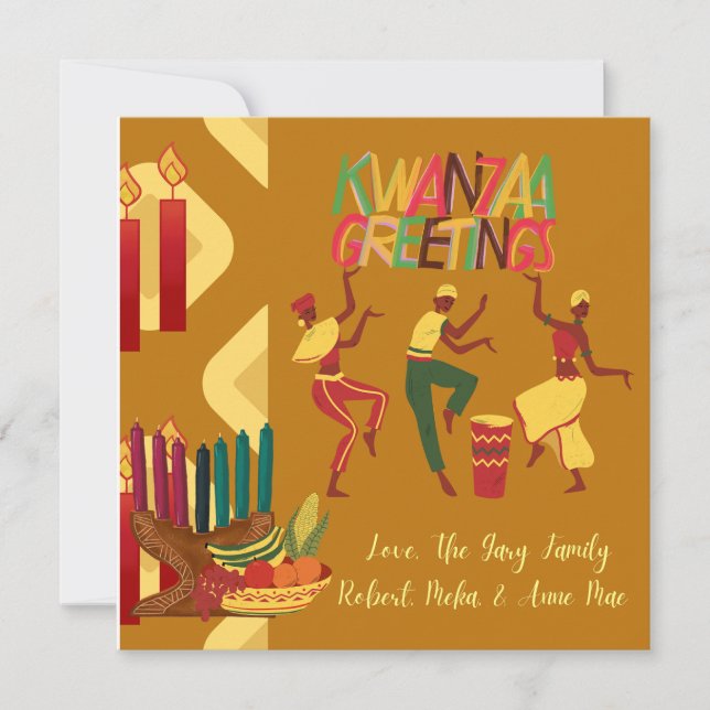 Cartes Pour Fêtes Annuelles Kwanzaa Salutations Joyeuse joyeuse fête d'hiver (Devant)