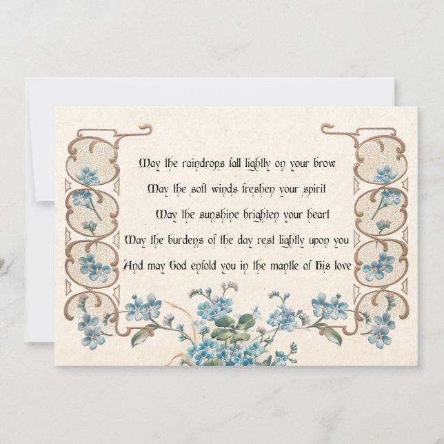 Cartes Pour Fêtes Annuelles La bénédiction irlandaise avec une frontière flora (Devant)