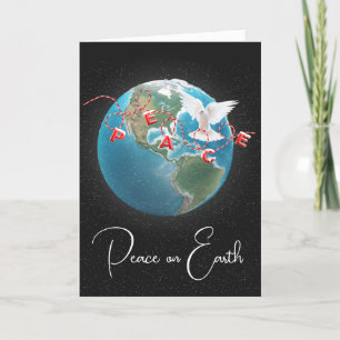 Cartes Pour Fêtes Annuelles La colombe blanche avec la PAIX sur Terre