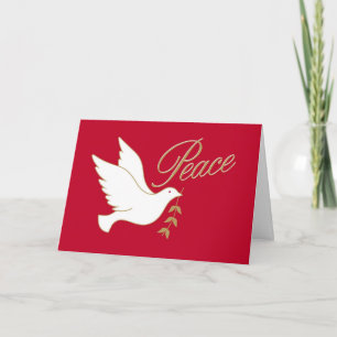 Cartes Pour Fêtes Annuelles La colombe de Noël avec Branche d'Olivier sur Roug