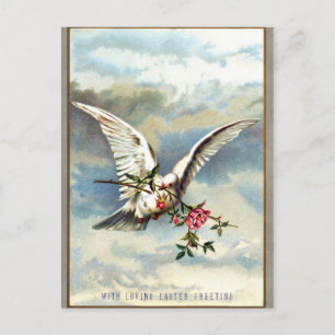 Cartes Pour Fêtes Annuelles La colombe de Pâques tombée avec Rose