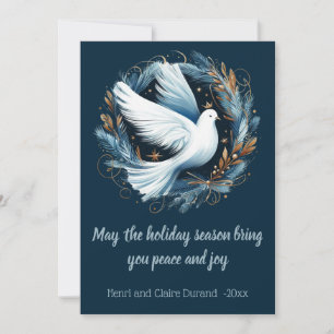 Cartes Pour Fêtes Annuelles La colombe paisible dans la couronne de bleus