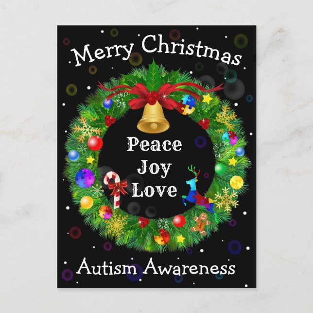Cartes Pour Fêtes Annuelles La couronne de Noël autiste (Devant)