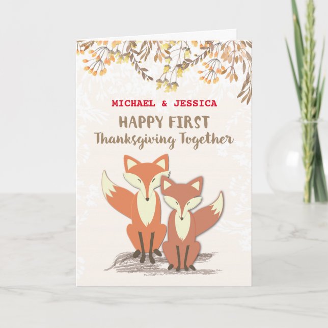 Cartes Pour Fêtes Annuelles La coutume appelle les ęrs renards de thanksgiving (Devant)