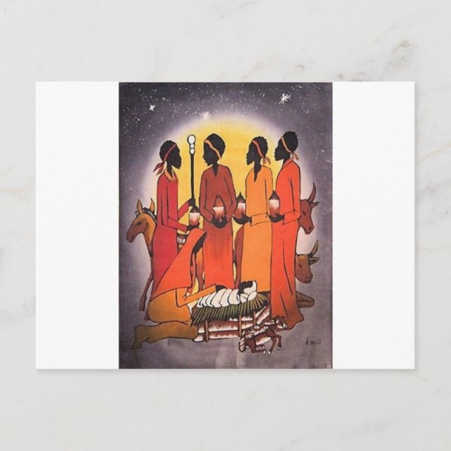 Cartes Pour Fêtes Annuelles La crèche de Noël africaine (Devant)