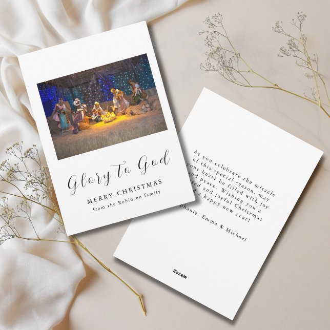 Cartes Pour Fêtes Annuelles La crèche de Noël Gloire à Dieu (Créateur téléchargé)