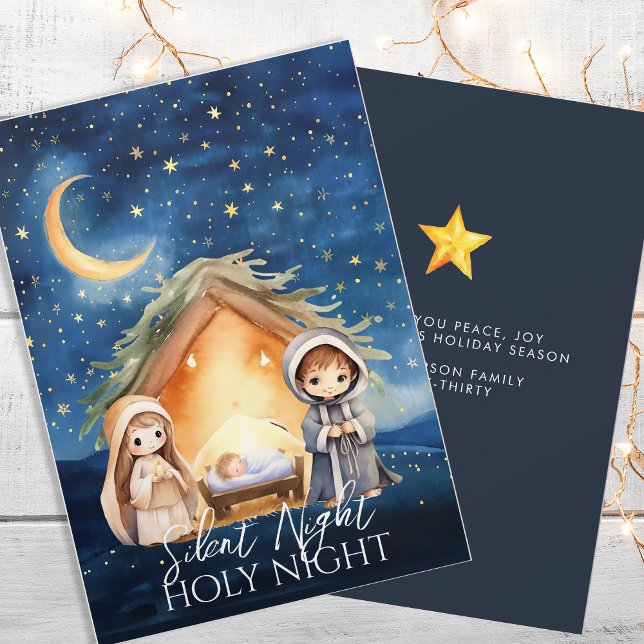 Cartes Pour Fêtes Annuelles La crèche religieuse Pas de photo Noël (Créateur téléchargé)