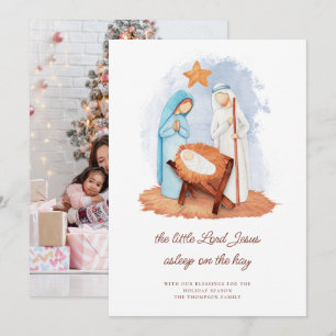 Cartes Pour Fêtes Annuelles La crèche Sommeil sur le foin Photo Noël