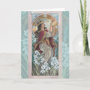 Cartes Pour Fêtes Annuelles La Dame de Décembre Art Nouveau Série de pierres d