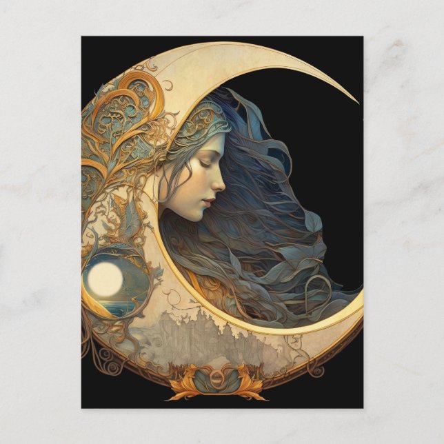 Cartes Pour Fêtes Annuelles La déesse de la lune d'aquarelle (Devant)