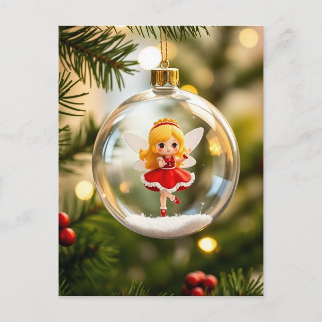 Cartes Pour Fêtes Annuelles La fée dans l'arbre de Noël (Devant)
