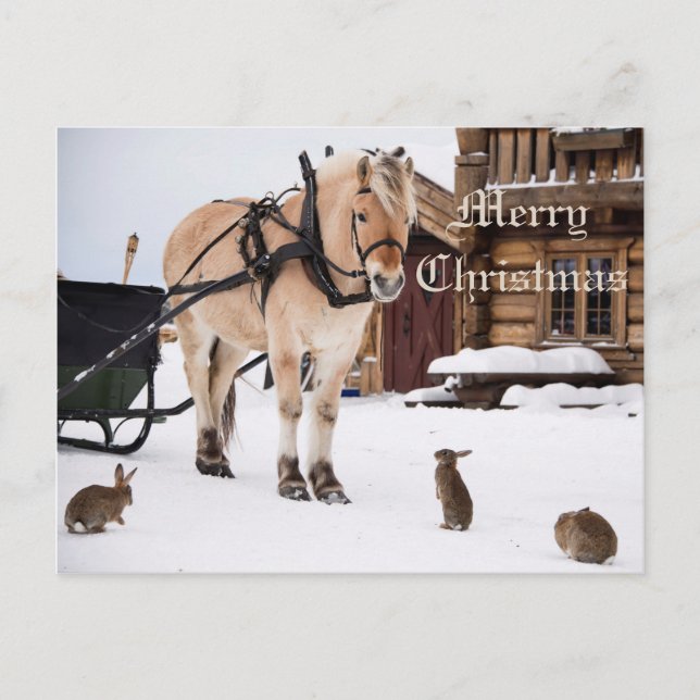 Cartes Pour Fêtes Annuelles La ferme de Noël idyllique parler d'animaux amis (Devant)