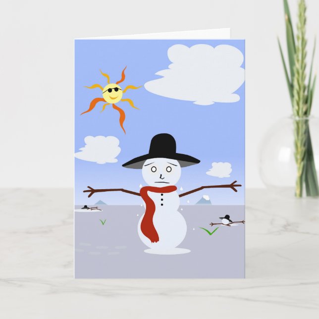 Cartes Pour Fêtes Annuelles La fonte du bonhomme de neige. (Devant)