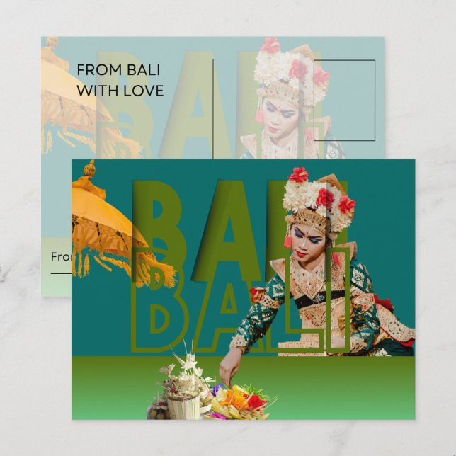 Cartes Pour Fêtes Annuelles La grâce de Bali : l'élégance d'une danseuse (Devant / Derrière)