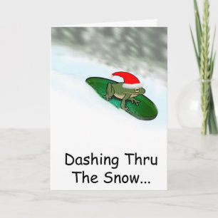 Cartes Pour Fêtes Annuelles La grenouille qui descend à travers la neige sur u