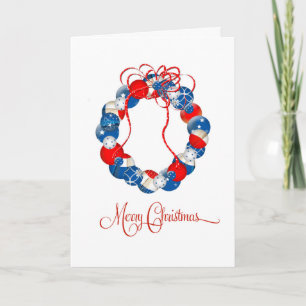 Cartes Pour Fêtes Annuelles La guirlande patriotique de Noël se tient le