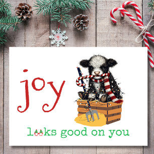 Cartes Pour Fêtes Annuelles La Joie Vous Va Bien Vache Impertinente Noël