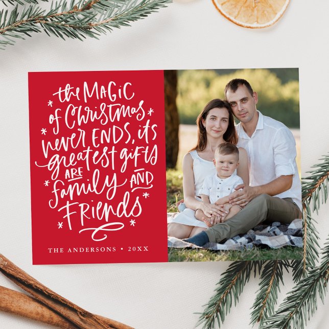 Cartes Pour Fêtes Annuelles La magie de Noël Photo rouge (Créateur téléchargé)