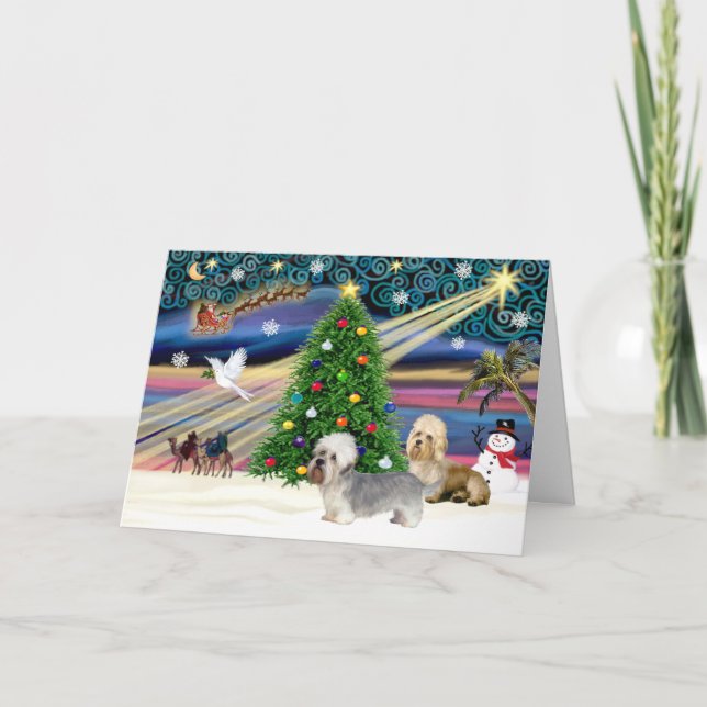 Cartes Pour Fêtes Annuelles La magie de Xmas Dinmont Pair (Devant)