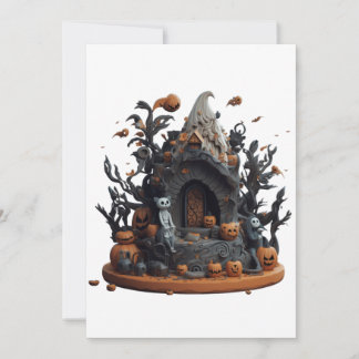 Cartes Pour Fêtes Annuelles La maison hantée d'Halloween Kitty 3D