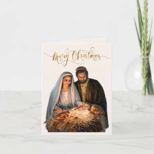 Cartes Pour Fêtes Annuelles La Nativité avec Marie, Joseph et bébé Jésus
