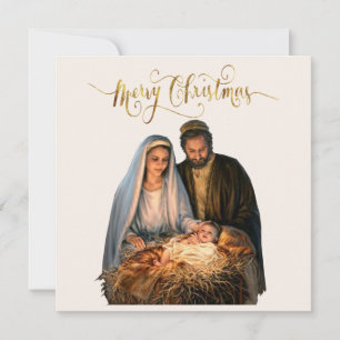 Cartes Pour Fêtes Annuelles La Nativité avec Marie, Joseph et l'enfant Jésus
