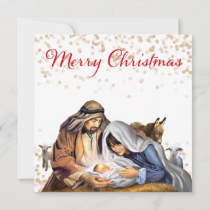 Cartes Pour Fêtes Annuelles La Nativité avec Marie, Joseph et l'Enfant Jésus 