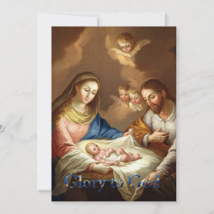Cartes Pour Fêtes Annuelles La Nativité avec Marie, Joseph et l'enfant Jésus