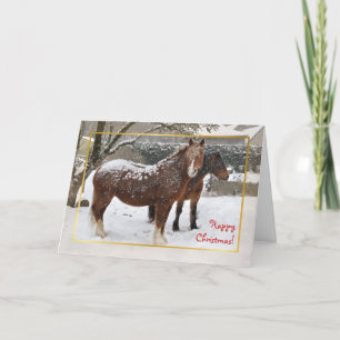 Cartes Pour Fêtes Annuelles La neige a couvert Noël de chevaux