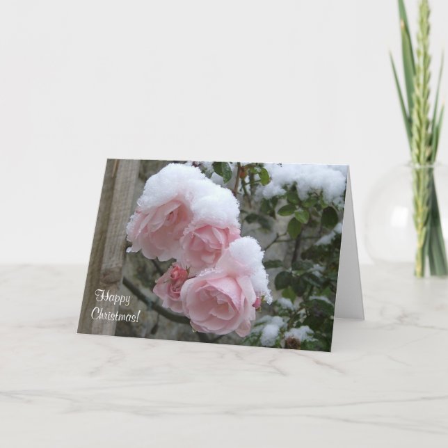 Cartes Pour Fêtes Annuelles La neige rose a couvert Noël de roses (Devant)